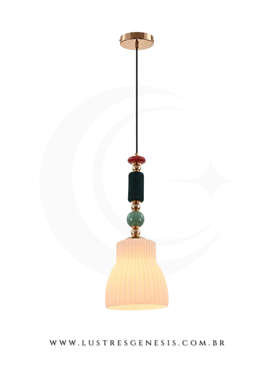 Pendente Escandinava Dourado com Cer&acirc;mica Para Quarto, Bancada Gourmet e Cabeceira de Cama